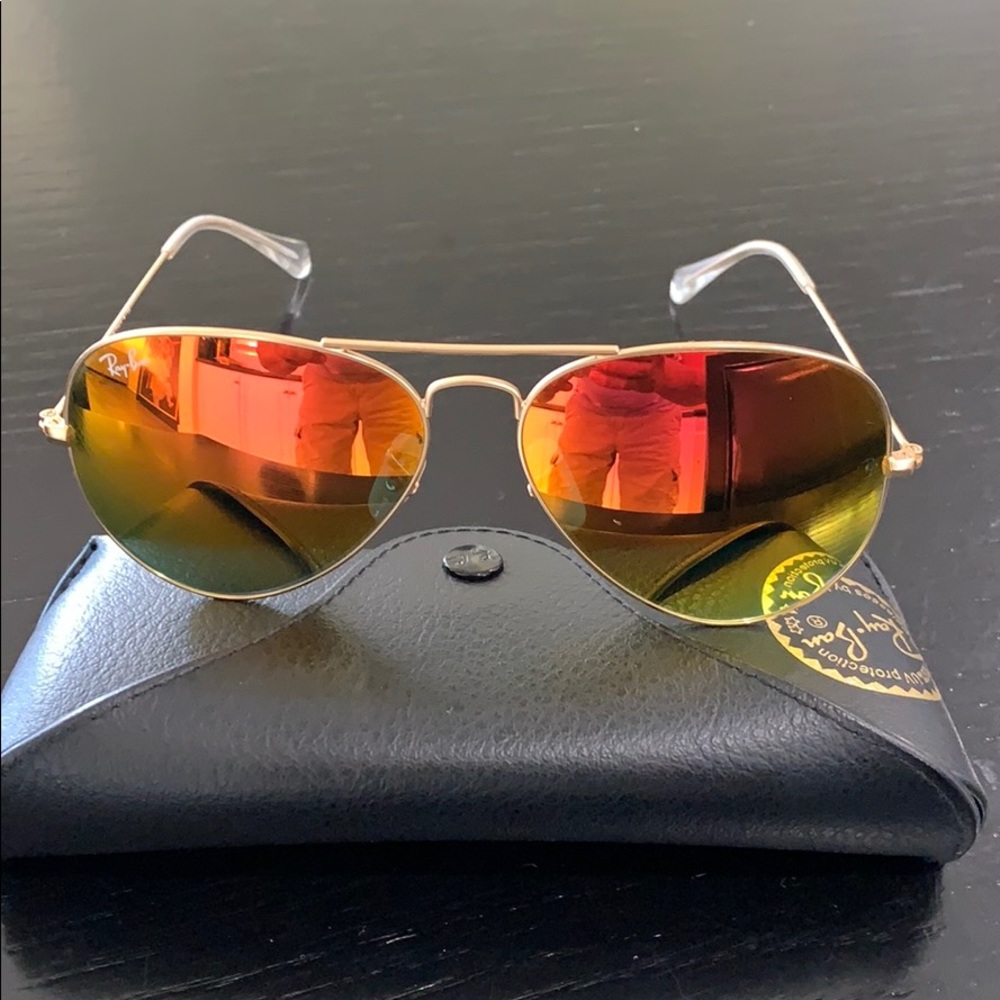 Ray Ban Polarized Orange mirrored sunglasses
